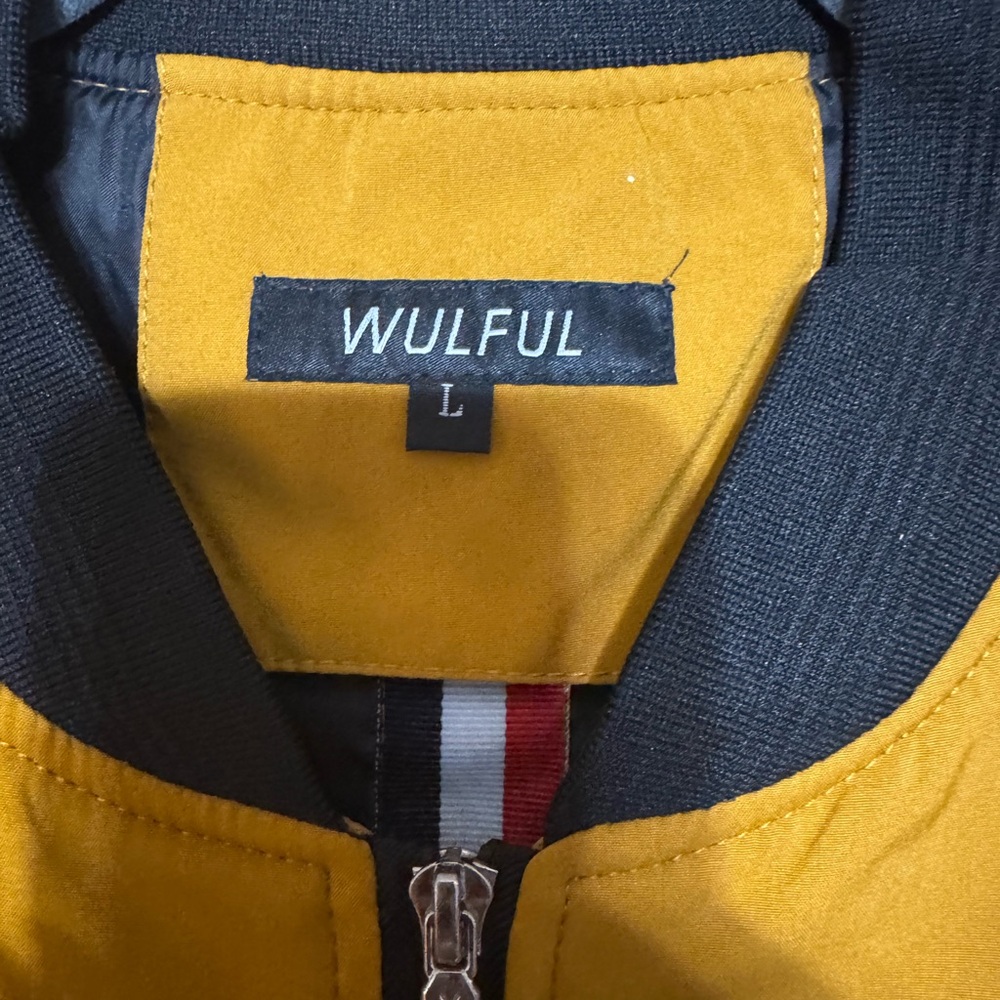 Stylish Mustard Bomber Jacket with Black Accents - Picture 3 of 3